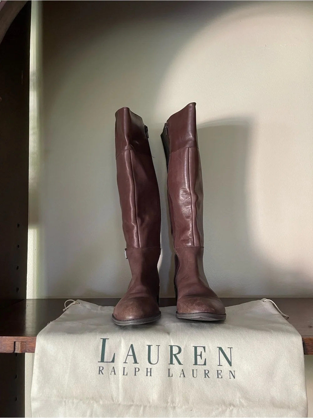 Lauren Ralph Lauren Madisen Tall Brown Leather Riding Boots Women’s 8B
